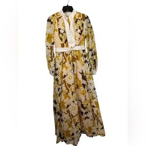 Vintage Floral Yellow and White Maxi Dress